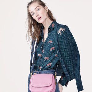 J. Crew merino wool embroidered tiger cardigan M